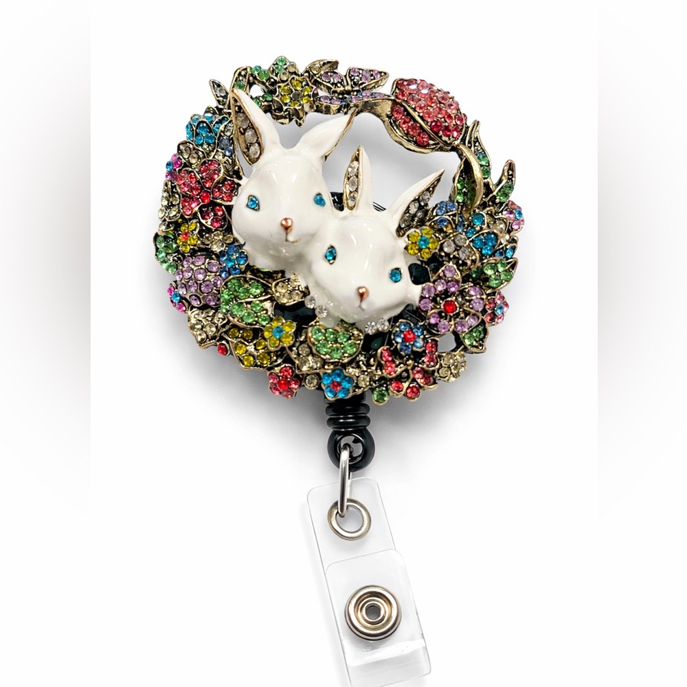 Colorful Bunny badge holder